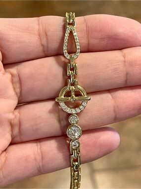 Gold-Tone Crystal Link Bracelet